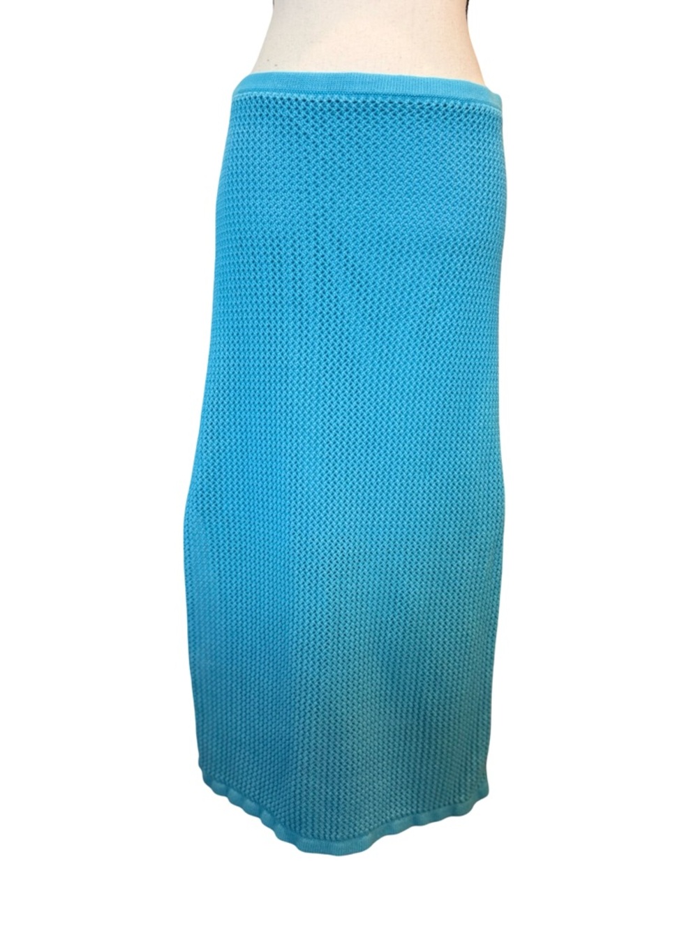 The Drop Aqua Blue Crochet Knit Maxi Swim Cover Up Skirt Size Large